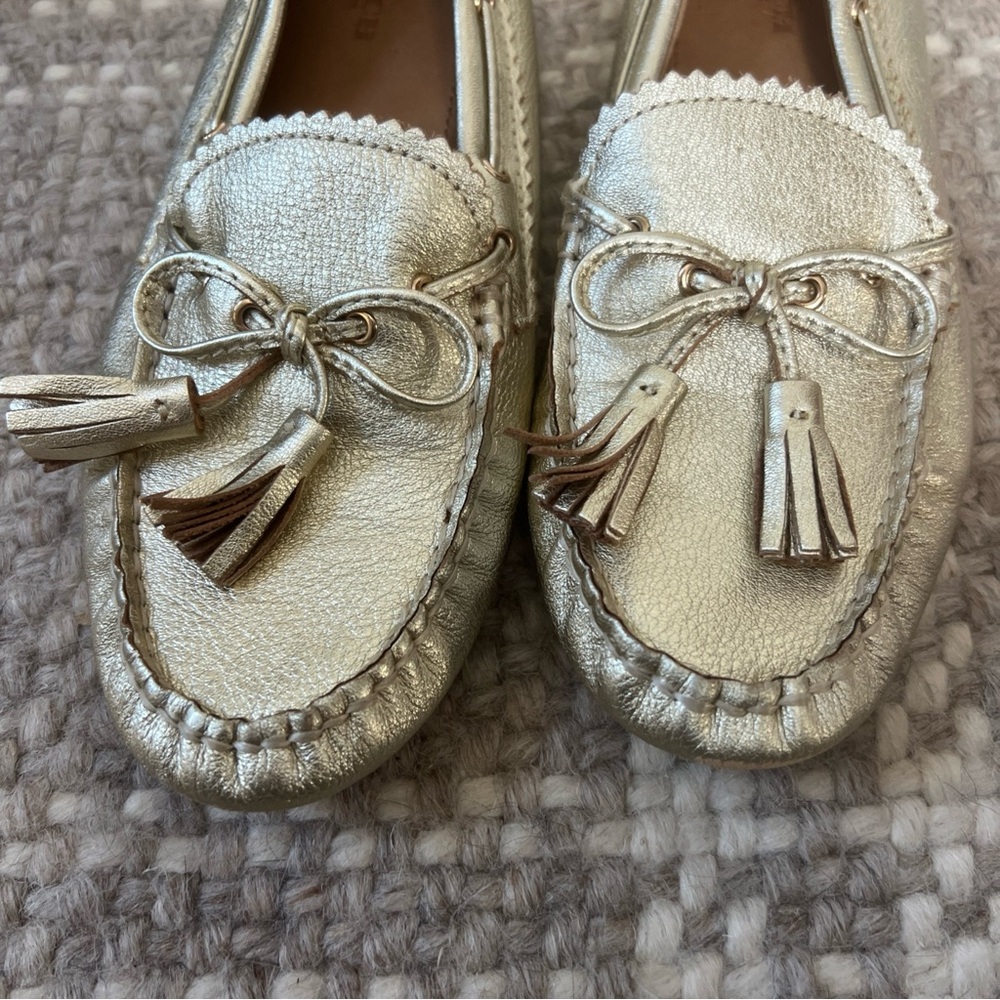 Coach 7 Nadia Gold Driving Loafer Slip On Moccasin Soft Leather Tassel - Picture 9 of 10